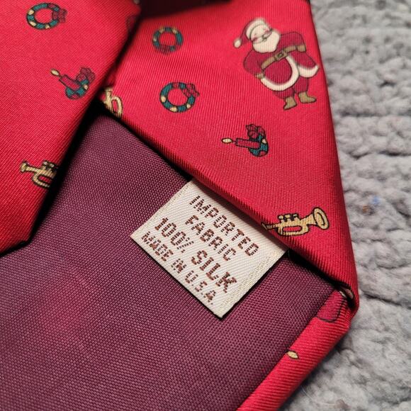 Holiday Christmas Santa Clause Red Blue 2pc Silk Neckties Colorful Collection - Picture 6 of 7